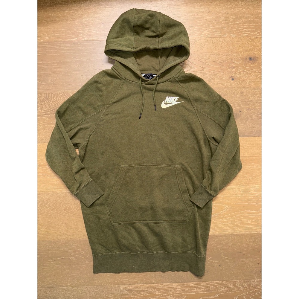 Nike Sportswear Essential Fleece Hoodie Dress Olive Green XS CJ0483-326